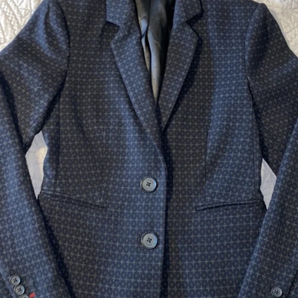 Express Dark Blue Geometric Blazer